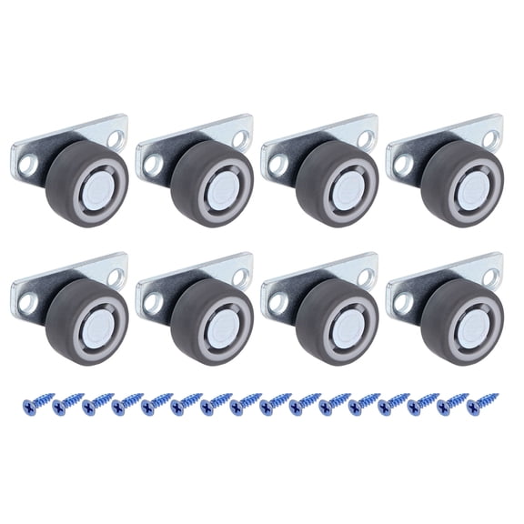 8 Pcs Low Profile Casters, 1" Small Side Caster Wheels Less Vibration Friction Noise for DIY Door Drawer Bookcase Shelves Furniture Bench(Gray)
