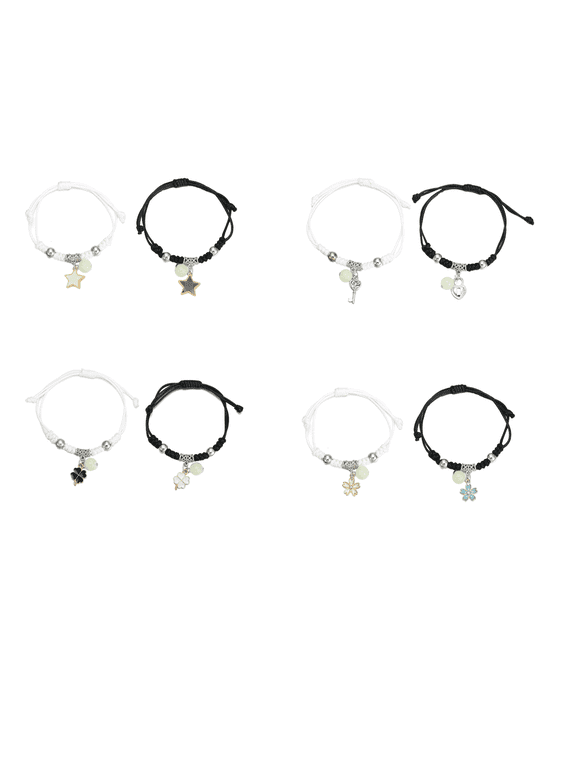 8 Pcs Luminous Glamour Glow Hand - knitting Jewelry Gifts - Aesthetic Star & Love String Bracelets