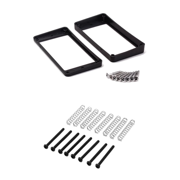 8 Pcs M2.5X32mm Electric Guitar Humbucker Pickups Screw and Spring & 2PCS Black Curved Humbucker Pickups Frame Rings,1 x Neck pickup ring 1 x Bridge pickup ring 16 x screws 8 x springs,Black