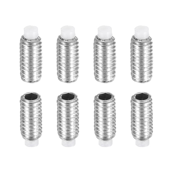8 Pcs M4x8mm Nylon Tip Grub Screw, 304 Stainless Steel Metric Hex Socket Set Screws