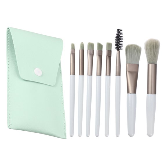 8 Pcs Makeup Brush Set Travel Brush Contour Brush Artificial Fiber Plastic Metal Handle Light Blue
