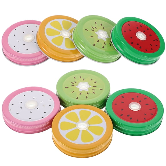 Worgeous 8pcs Jar Metal Lids with Straw Hole Leak Proof Replacement Canning Jar Lids