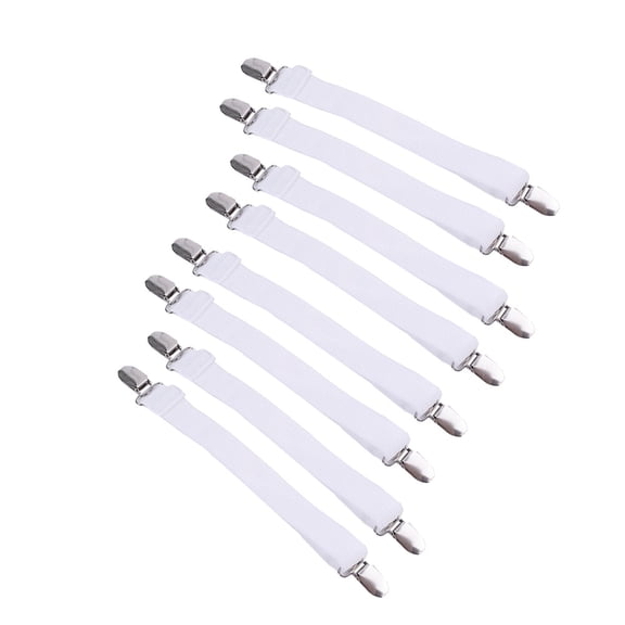 OATIPHO 8Pcs White Bed Sheet Holder with Elastic Strap Strong Tension Prevents Sheet Slipping