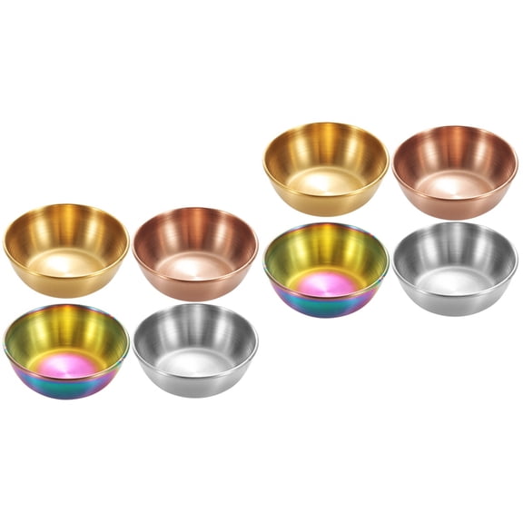 8 Pcs  Metal Dipping Bowls Dipping Bowls Portable Appetizer Bowls Stainless Sauce Dishes