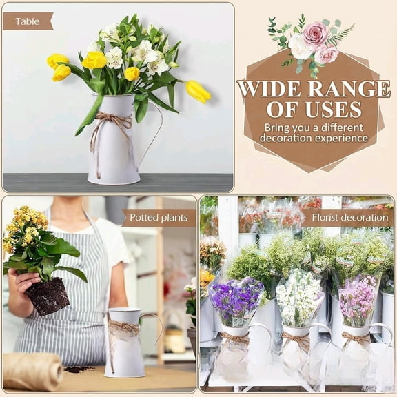 8 Pcs Metal Pitcher Jug Vase for Flower Farmhouse Rustic Milk Can 7. 87 Inch Flower Vintage Vase Pitcher Decor Kitchen Bathroom Decor for Home (White)$$Home Decor, Kitchen, & Other