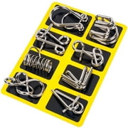 8 Pcs Metal Wire Puzzle Brain Teaser Set Mind Challenge IQ Test Traditional Ring Game for Logic Development Concentration Skill Gift