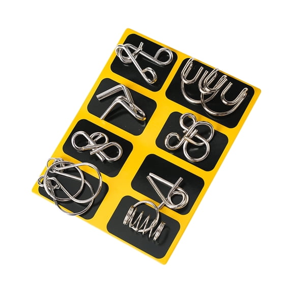 8 Pcs Metal Wire Puzzle Brain Teaser Toy, Mind IQ Test Ring Game for Kids Adults, Logic Thinking Educational Gift Set