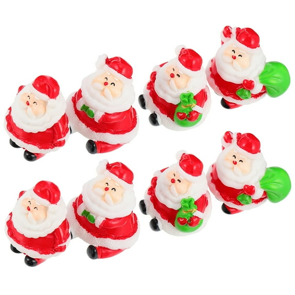 FUEENIRVA resin mini figurine Christmas Theme Santa Claus Assorted Color 8Pcs