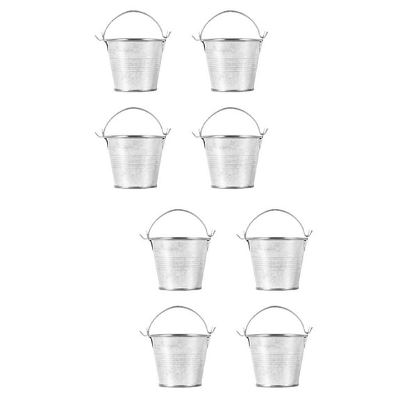 8 Pcs Mini Bucket Ice Bucket Mini Iron Craft Cache Pot Pots for Succulents White Vase Garden Decor Child