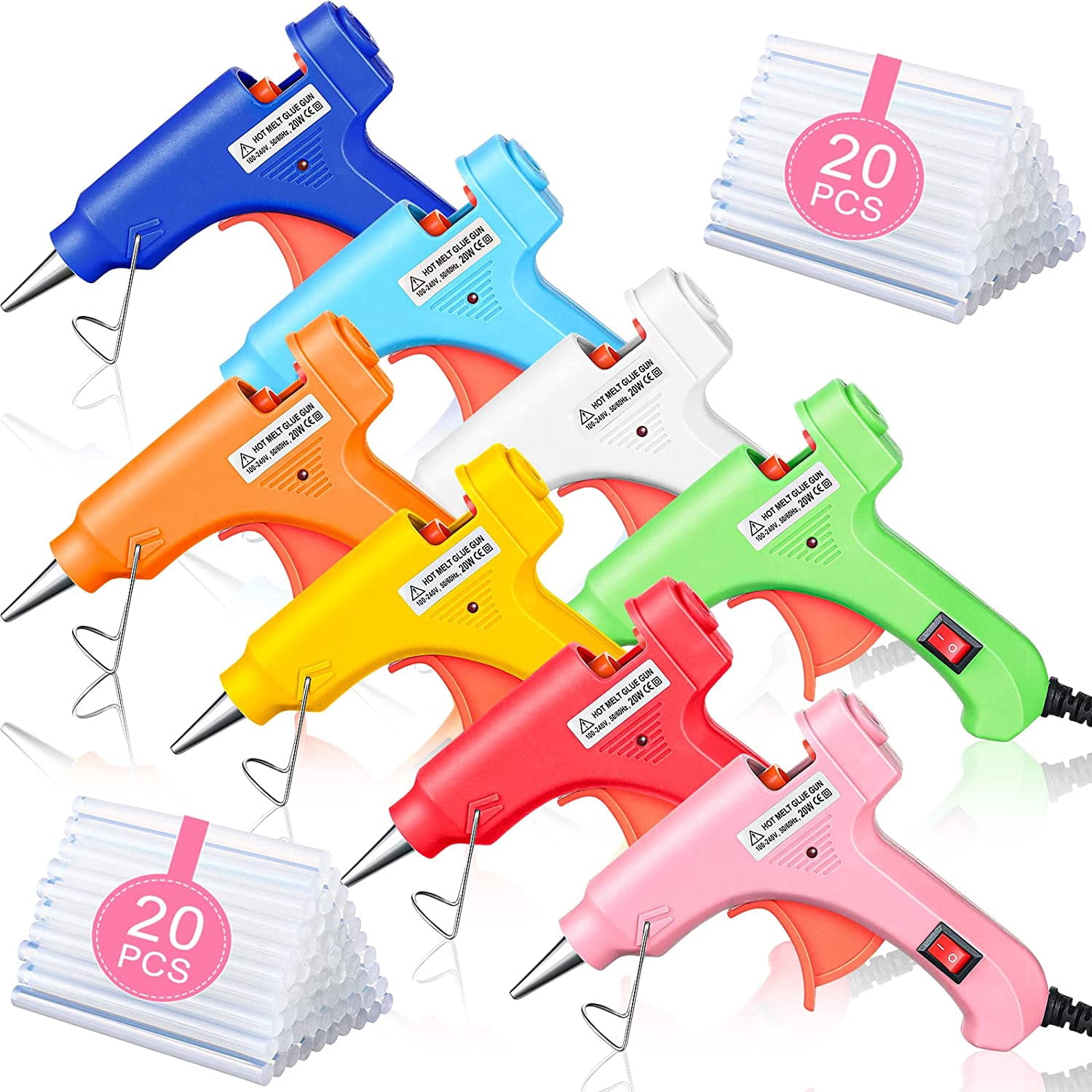 8 Pcs Mini Hot Glue Gun with 40 Sticks Crafts Guns High Temp Repairs Kit for School DIY Arts Class Projects Office Home Quick