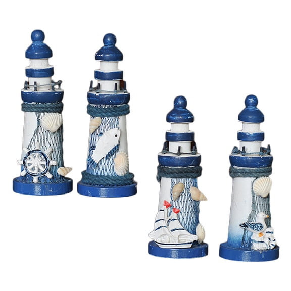 8-Piece Mini Lighthouse Ornaments for Desktop, Sandbox, Crafts, and Office Decor - Seaside Statue Set