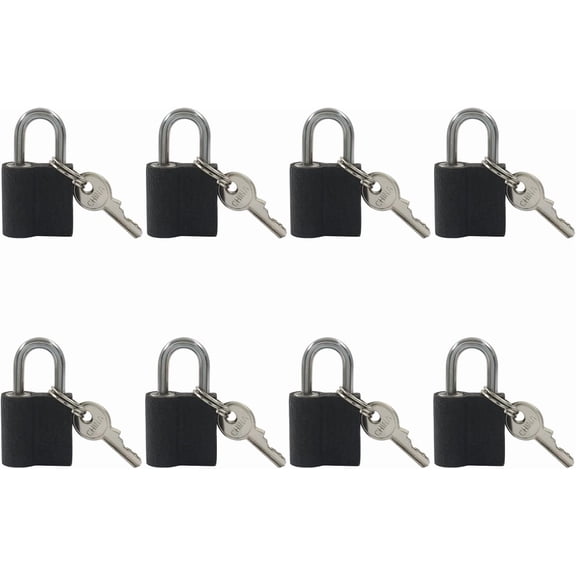 8 Pcs Mini Padlocks with Keys, Luggage Locks for Travel, Suitcases, Backpacks, Gym Lockers, Cabinets, Toolboxes (Black)