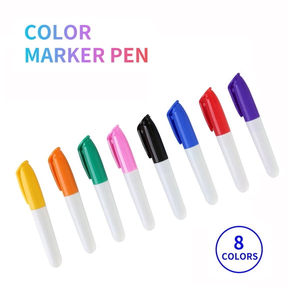 8 Pcs Mini Permanent Markers with Clips Solid Color Marker Pen Nurses Badge Marker for Office Supplies Outdoor Activities colorful 3.4 In