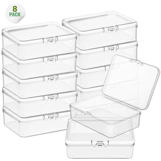 8 Pcs Mini Plastic Storage Containers Box with Lid, 4.52x3.3x1.14 ...