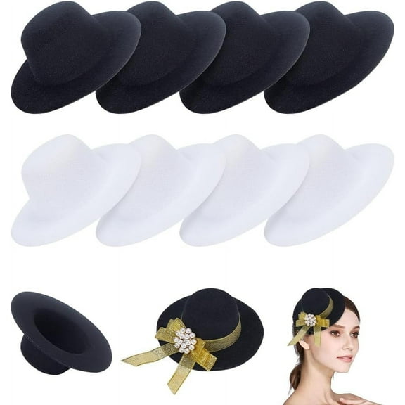 8 Pcs Mini Top Hat Tall Hat Fascinator Base Cocktail EVA Cloth Round Fascinator Hat DIY