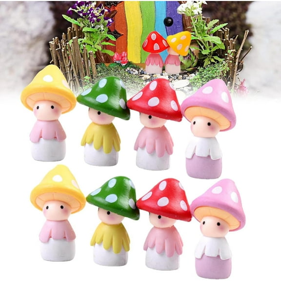8 Pcs Miniature Mushroom Dolls, Magical Elf Decoration, Fairy Garden Doll Figurines, Dollhouse Garden Decor Micro Landscape DIY Outdoor Decorations
