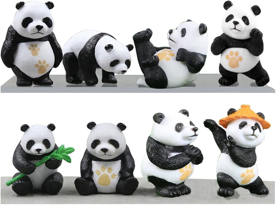 8 Pcs Miniature Panda Figurines, Mini Cute Bamboo Panda Figures for ...