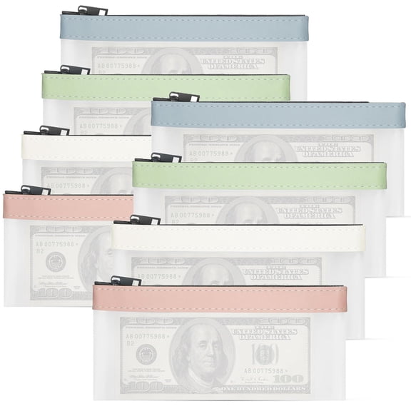 8 Pcs Money Wallet with Zipper,Money Bags,Money Pouch,Cash Wallet,Clear Money Envelope Wallet,Money Envelopes for Cash Saving,Multi-Purpose Check Wallet for Check Wallet Receipt Organizer Tool Pouch