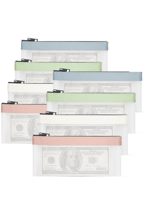 8 Pcs Money Wallet with Zipper,Money Bags,Money Pouch,Cash Wallet,Clear Money Envelope Wallet,Money Envelopes for Cash Saving,Multi-Purpose Check Wallet for Check Wallet Receipt Organizer Tool Pouch