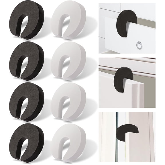 8 Pcs Multifunctional Door Slam Stopper and Pinch Guard, Stylish Finger Foam Prevent Injuries, Slamming Doors, Keep Children Pets from Being Locked