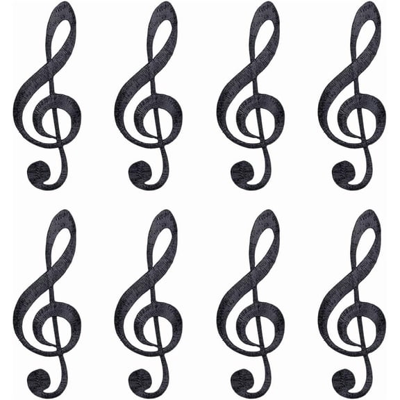 8 Pcs Music Notes Iron On Embroidered Applique Patch Music Embroidered Iron/Sew on Patches Applique Embroidered Repair Patch DIY for Repair Clothing Backpacks Jeans Caps Black 3.8x1.3inch