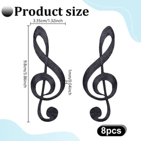 8 Pcs Music Notes Iron On Embroidered Applique Patch Music Embroidered Iron/Sew on Patches Applique Embroidered Repair Patch for Repair Clothing Backpacks Jeans Caps Black 3.8x1.3inch