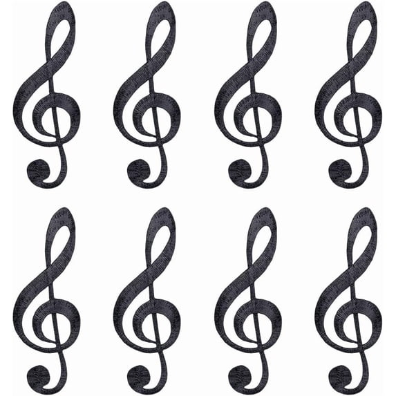 8 Pcs Music Notes Iron On Embroidered Applique Patch Music Embroidered Iron/Sew on Patches Applique Embroidered Repair Patch for Repair Clothing Backpacks Jeans Caps Black 3.8x1.3inch Black 8pcs
