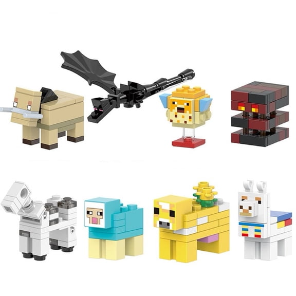8 Pcs My World Minifigures Building Block Kits Set, Game Series Pixel Action Figures Toy, Gift for Children and Fans