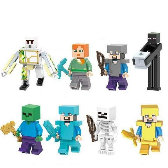 8 Pcs My World Minifigures Building Block Kits Set, Game Series Pixel Action Figures Toy, Gift for Children and Fans