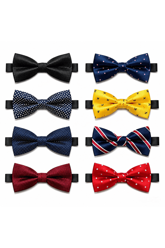 8 Pcs Neckties Bow Tie Mens Ties Adjustable Pre-Tied Ties Boys Elegant Bow Tie