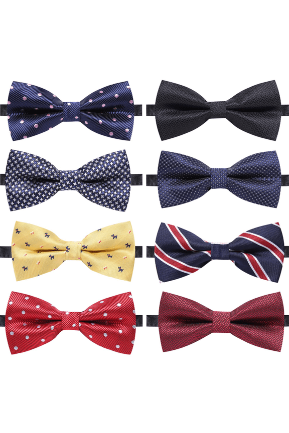 8 Pcs Neckties Bow Tie Mens Ties Adjustable Pre-Tied Ties Men Boys Elegant Bow Tie