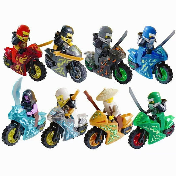 8 Pcs Ninjia Warrior Minifigures Building Blocks Kit Set,Ninja Moto Figures Toys Gifts for Birthday, Christmas, Easter, Presents for Fans and Boys