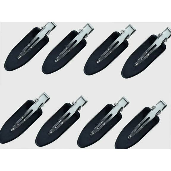 8 Pcs No Crease Hair Clip, Small Hair Clips, Pin Curl Pin Clips for Styling Sectioning Bangs Waves, Makeup Application (Black)