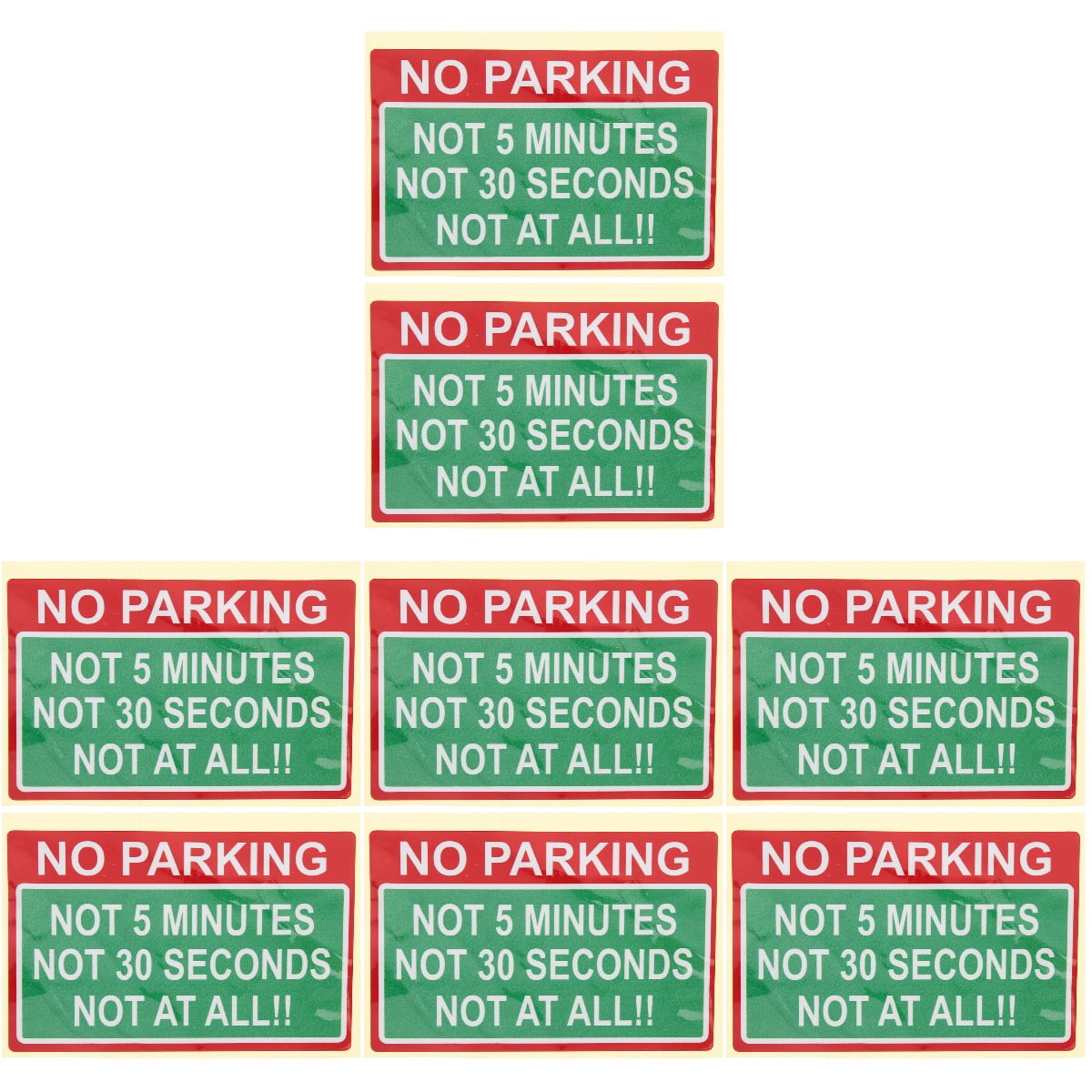 8 Pcs No Parking Sign Car Decals Public Supplies Safety Warnings