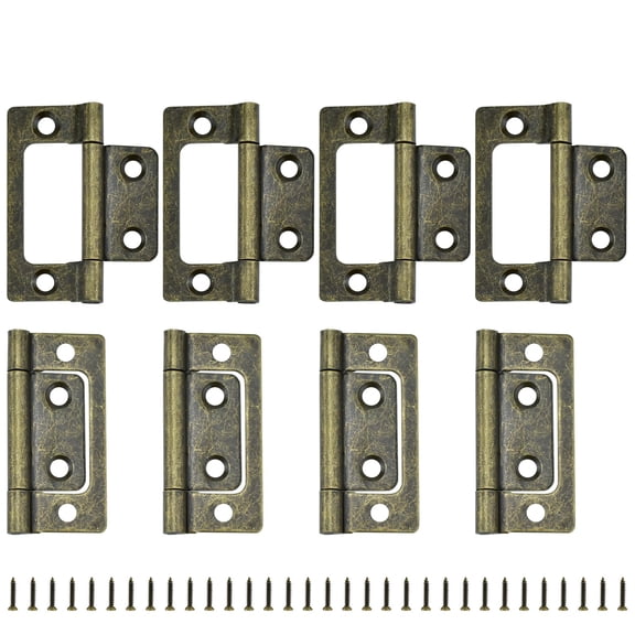 8 Pcs Non-Mortise Door Hinges, 2 x 0.9 Inch Bifold Butt Cabinet Hinges Smooth Sliding Bearing Hinge with Screws for Windows, Furniture, Kitchen Cabinets etc (White Nickel