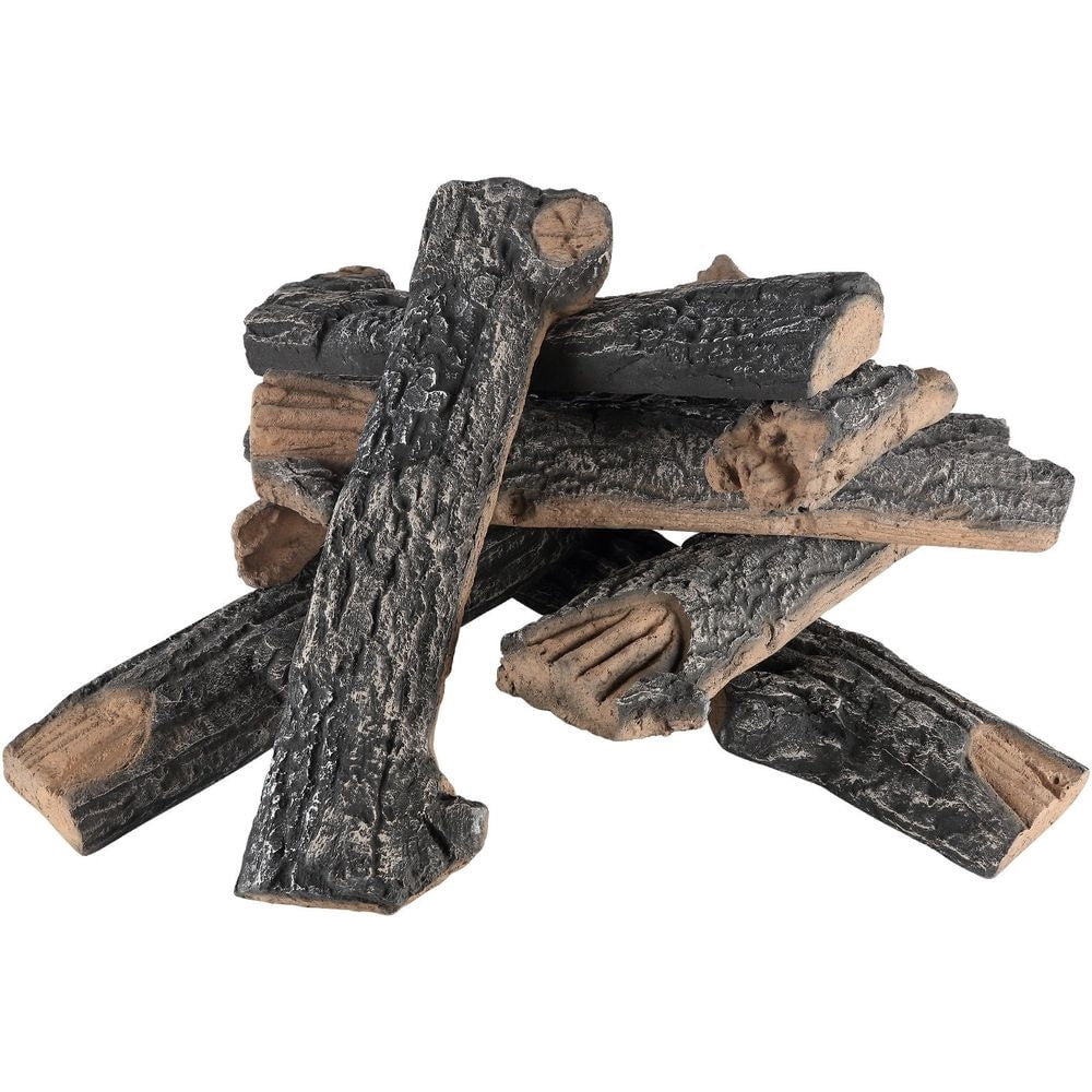 Stackable Logs 8 Pcs Oak Logs, Gas Fireplace Ceramic Logs for Fire place, Heat ...