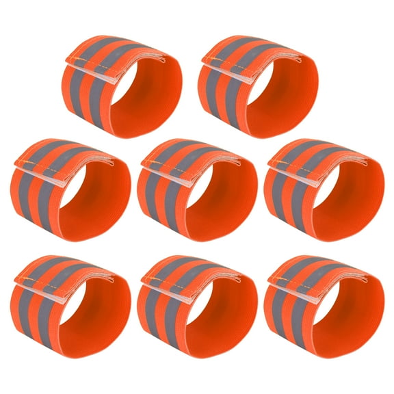 8 Pcs Orange Reflective Bands for Wrist Reflective Wristbands High Visibility Cycling Riding Reflector Tape Straps