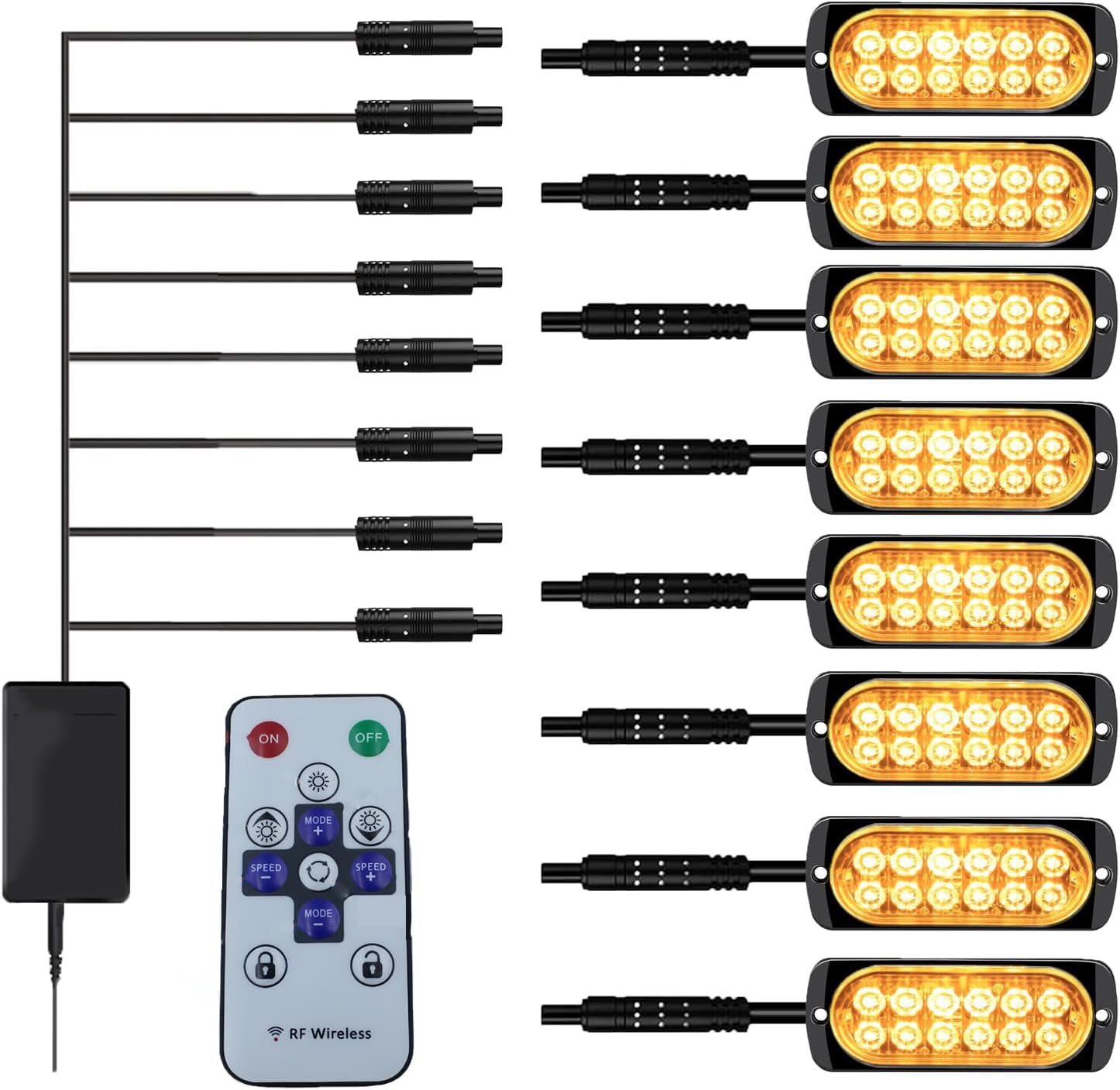 Partsam 2Pcs 6.3'' LED Oval Amber Strobe Lights 24LED Recessed With Triple Flash Patterns For Truck Lorry Towing Trailer Lights Lamps, Rubber Grommets And 3-prong Wire Pigtails Included, 10V-30V