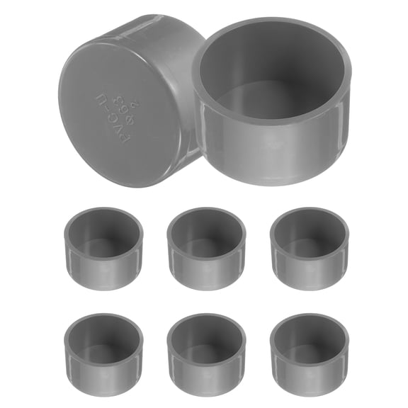 8Pcs Pipe End Cap Fitting, 63mm/2.5" ID Furniture Grade Pipe End Cap, Grey