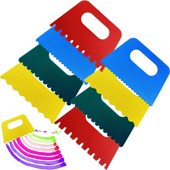 8 Pcs Paint Scraper Tools Plastic Scrapers DIY Graffiti Tools for Toddlers Kids Paint Crafts DIY Line Graffiti