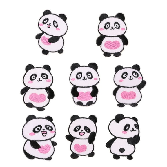 8 Pcs Panda Iron On Patches Sew On Decorative Appliques Embroidered Patches