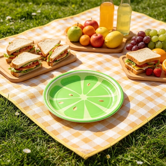 8 Pcs Paper Plates,7 Inch Fruit Print Disposable Paper Plates for Summer,Fruit Dinner Themed Round Party Plates,Suitable for Birthday,Home Dinner and Picnic