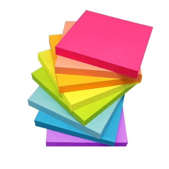 8 Pcs Paper Sticky Notes Bright Colors Self-Stick Pads Padded Sticky Notes Self-Adhesive Notes Line Colorful Post Memos for Home 50 Sheets*8 Pack 3x3 Inches