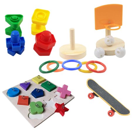 8 Pcs Parrot Chewing Toy Scooter Interactive Blocks Brilliant Design for Bird Pet Supplies Parakeets Cockatoos Cockatiels