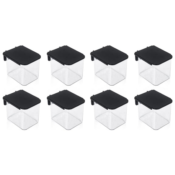 8 Pcs Pegboard Accessories with Lid, 3.9 X 3.2 X 3.2 Inch Pegboard Bins with Hooks, Clear Plastic Pegboard Containers