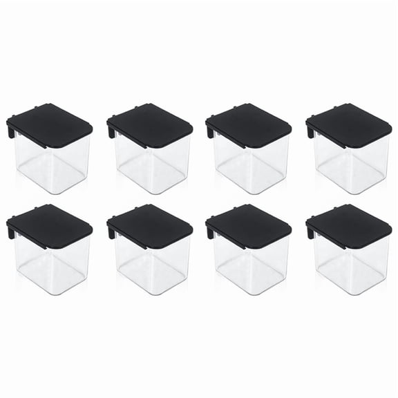 8 Pcs Pegboard Accessories with Lid, 3.9 X 3.2 X 3.2 Inch Pegboard Bins with Hooks, Clear Plastic Pegboard Containers