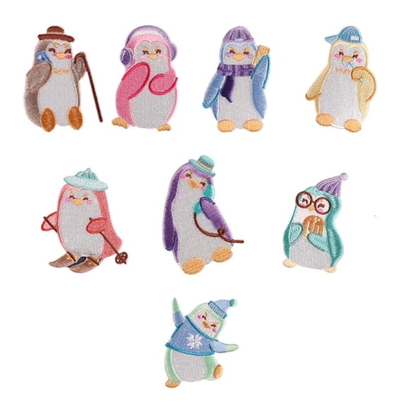8 Pcs Penguins Iron On Patches Sew On Decorative Appliques Embroidered Patches