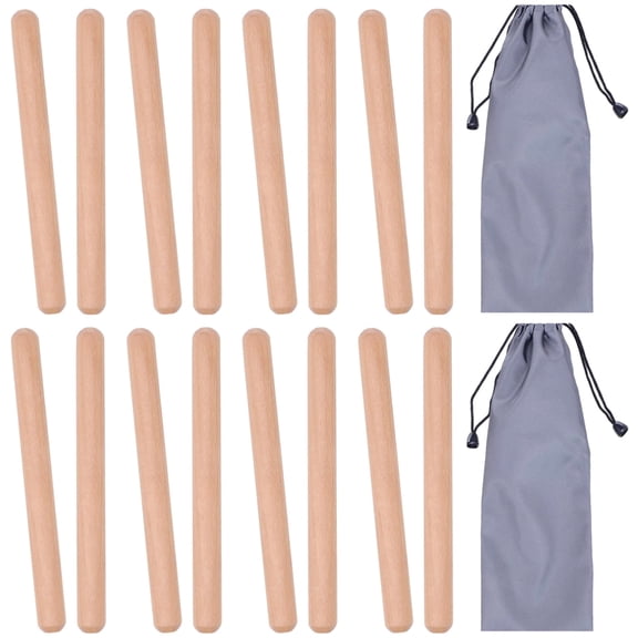 8 Pcs Wooden Rhythm Sticks Percussion Drum Sticks for Beginners, 8" Length with Storage Bags, Crisp Sound for Music Classes, Latin Rhythm Practice