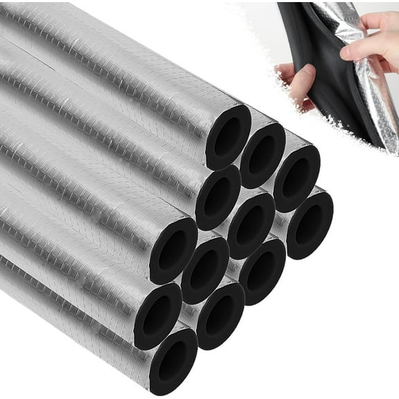 8 Pcs Pipe Insulation Foam Tube for 3/4'' Pipes,Happon Pre Slit Duct Wrap with Aluminum Foil,Self Adhesive Foam Pipe for Outdoor Winter Cold Hot Water Pipe Winterizing Heat Preservation