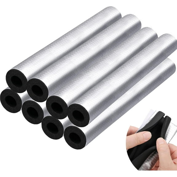 8 Pcs Pipe Insulation Foam Tube,Happon Self Adhesive Pipe Wrap Foam Tube for Winter Outside Pipes, Irrigation Pipe, Sprinkler, Water Heater Pipes (15.75" x 0.8 in)